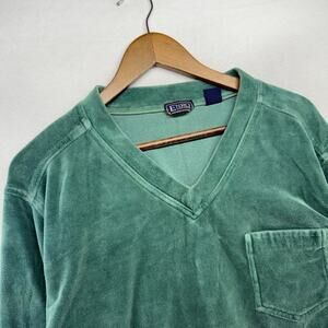 Vintage Enro Sweater Men's XLT XL Tall Green Suede Velour Rockabilly 70s 80s